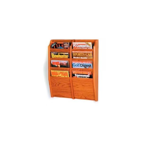Wooden Mallet Cascade„¢ 8 Pocket Magazine Rack, Medium Oak, Wooden Mallet, Mfr#: MR24-8MO